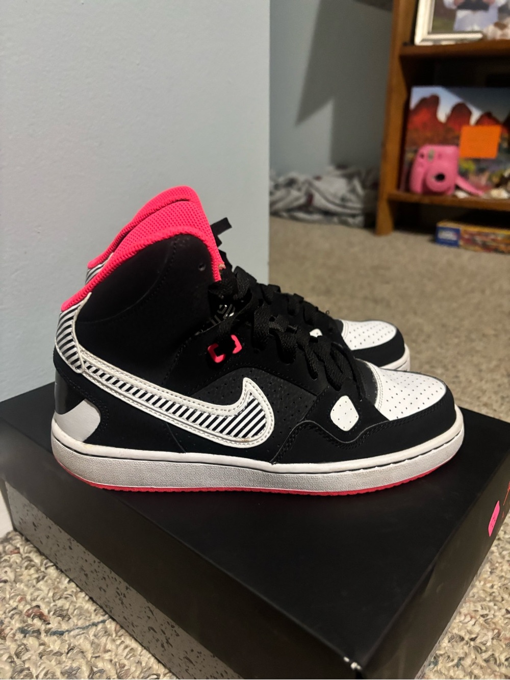 Nike Women's High-Top Sneakers in Black, White & Hot Pink